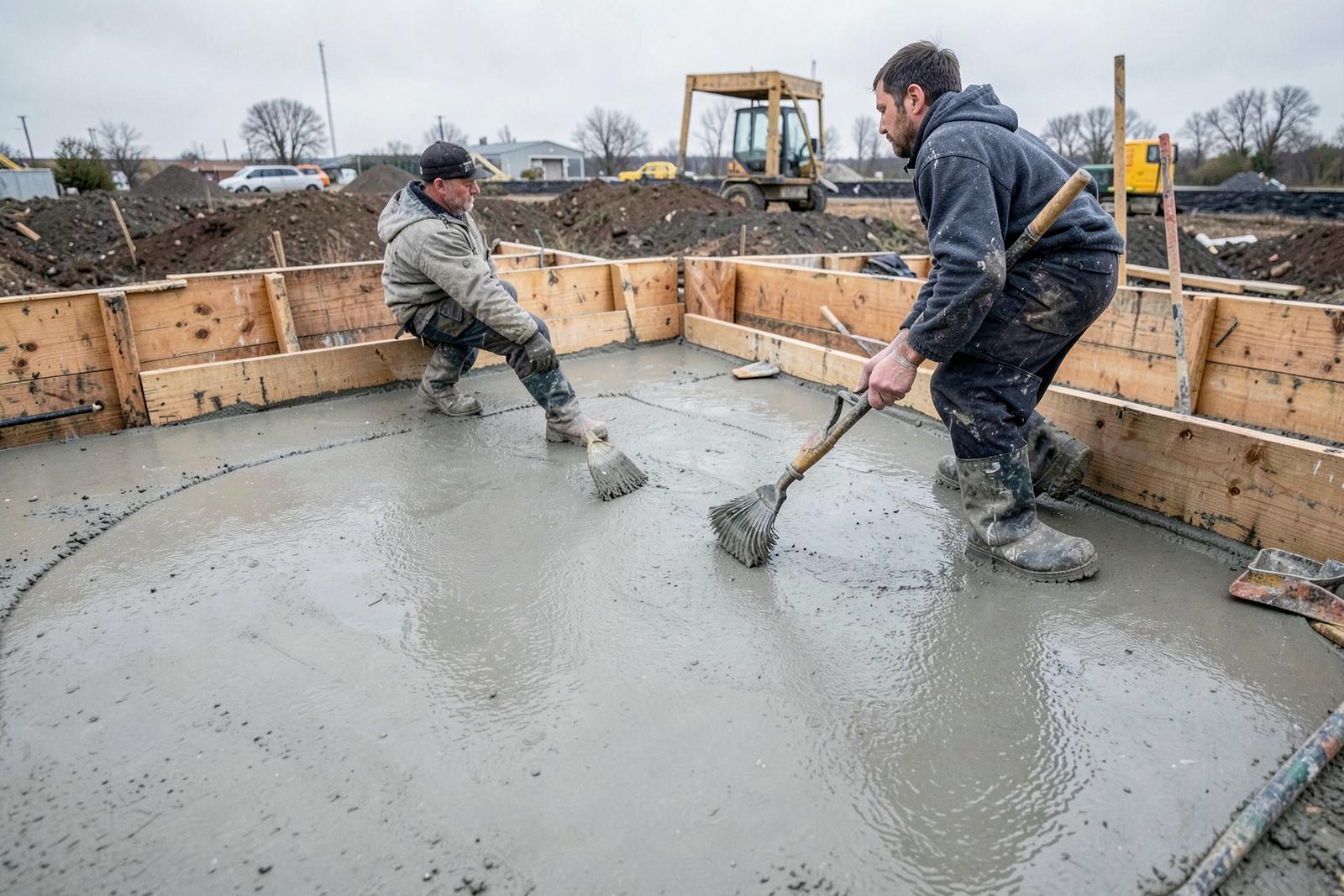 Concrete finishing on a residential jobsite