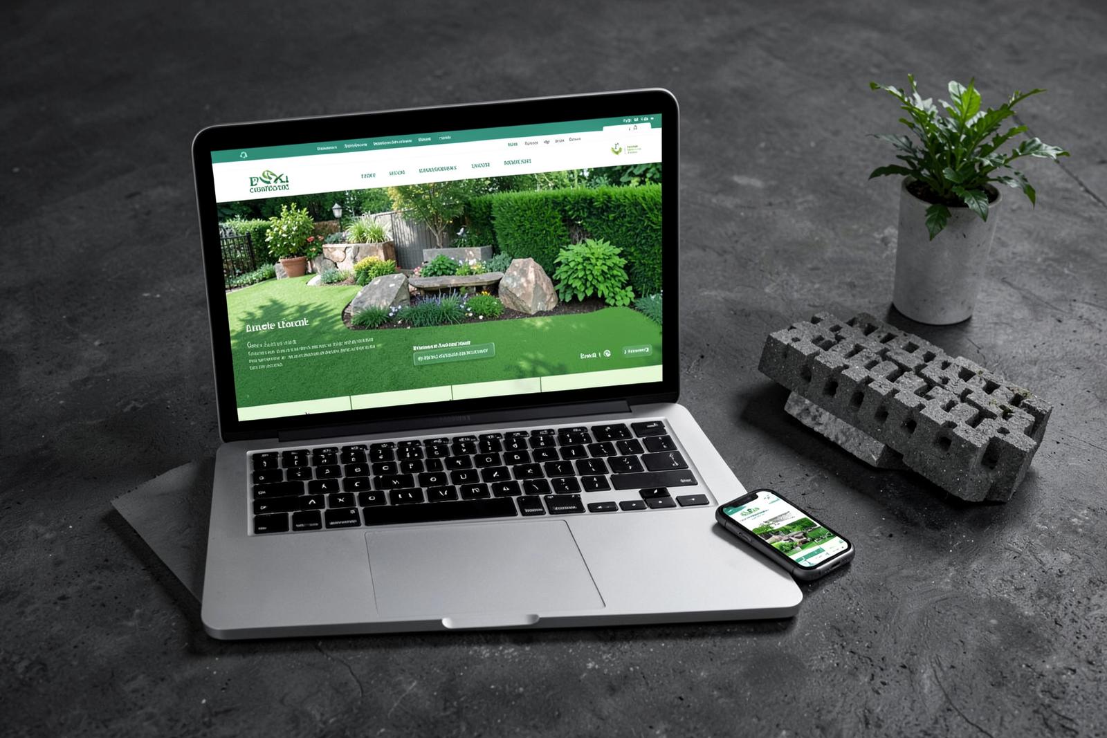 Contractor website shown on a laptop and phone